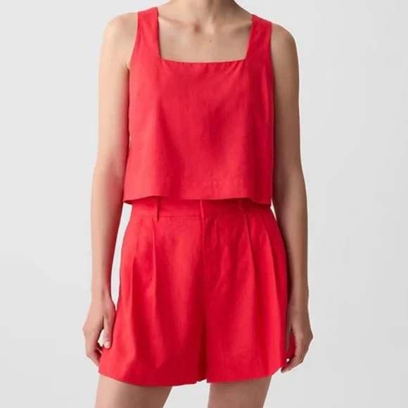 NWT Gap Red Linen Blend Sleeveless Square Neck Top - Picture 7 of 8